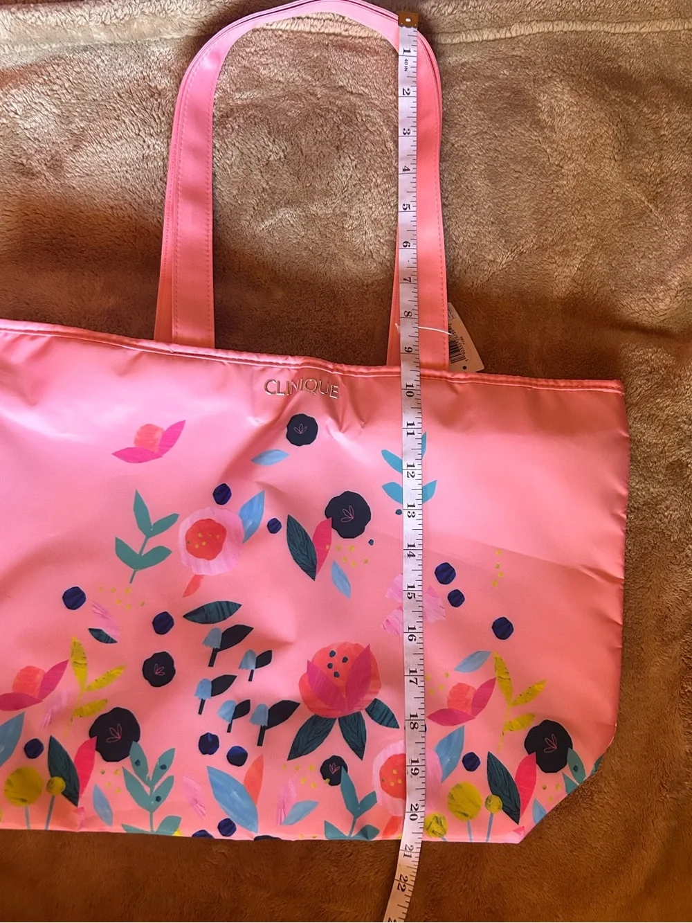 Clinique Pink Floral Print Tote